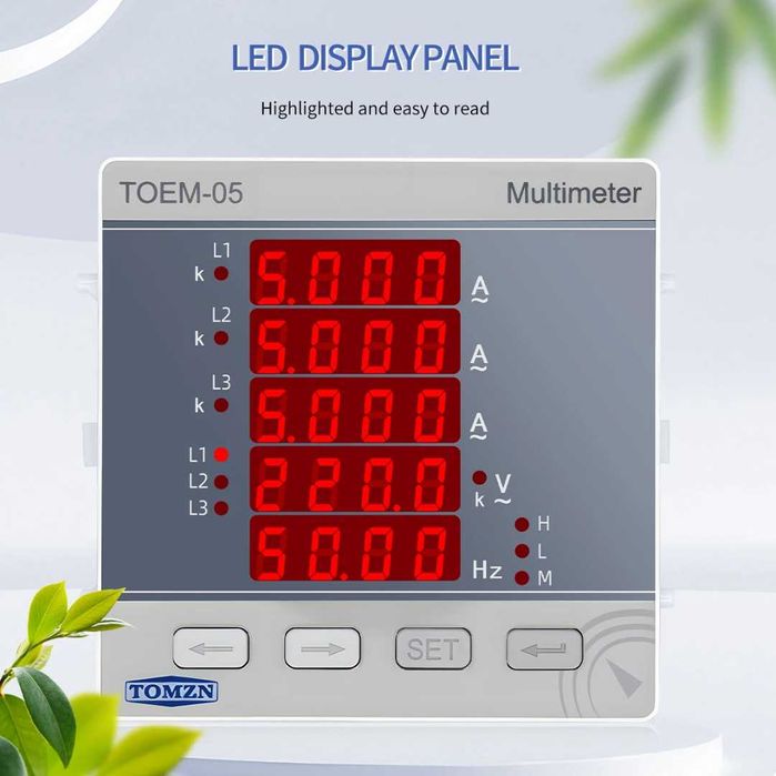 TOMZN Трифазен многофункционален измервателAC/DC 85-265V