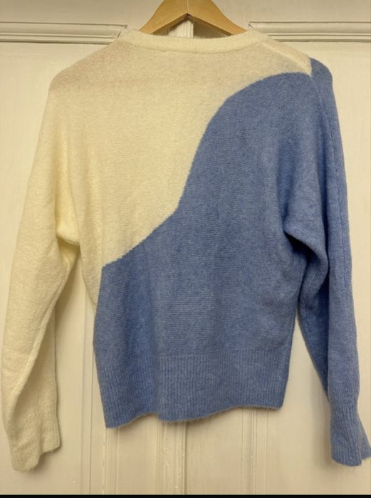 Pulover, Opus, marimea 36, alb cu albastru.
