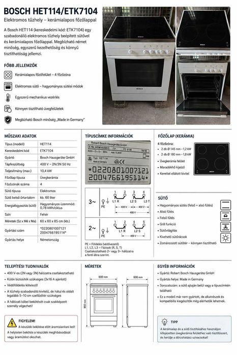 Bosch Aragaz electric cu plită vitroceramică