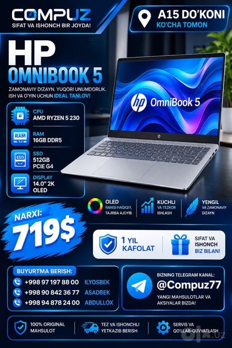 Hp Omnibook 5 Core 5 120u 16gb 512ssd 16.0 oled