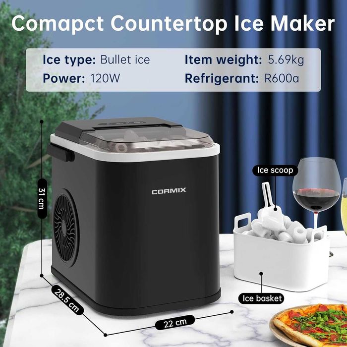 CORMIX машина за лед 120W 12кг/24ч самопочистваща се сензор