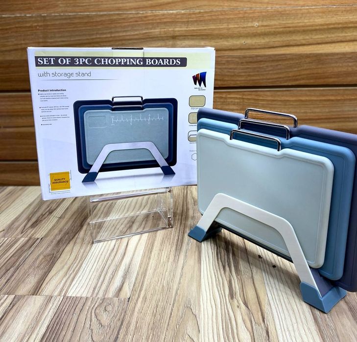 Разделочные доски набор 3 шт с подставкой, кухонные
