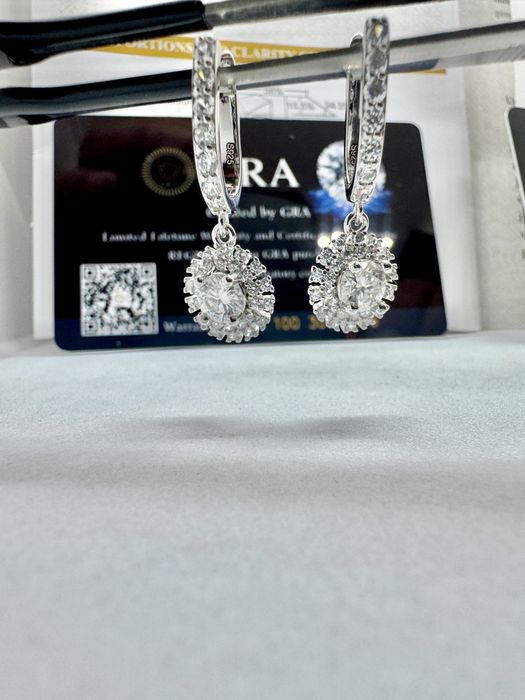 Сребърни обеци с мойсанит (Диамант) 0.5 карата