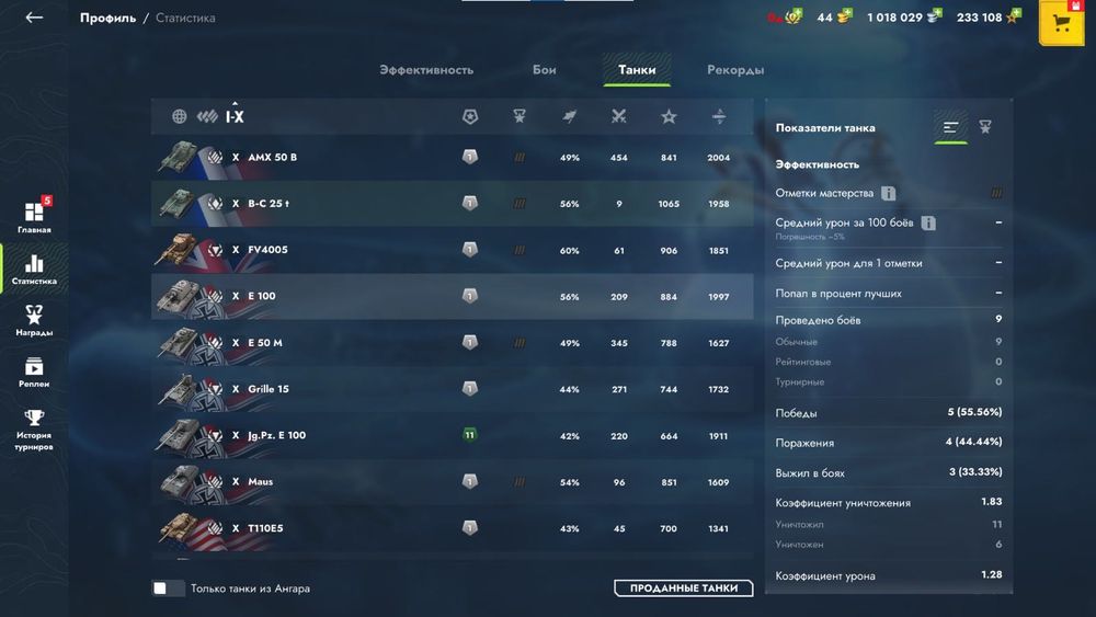 Аккаунт Lesta 13 топов