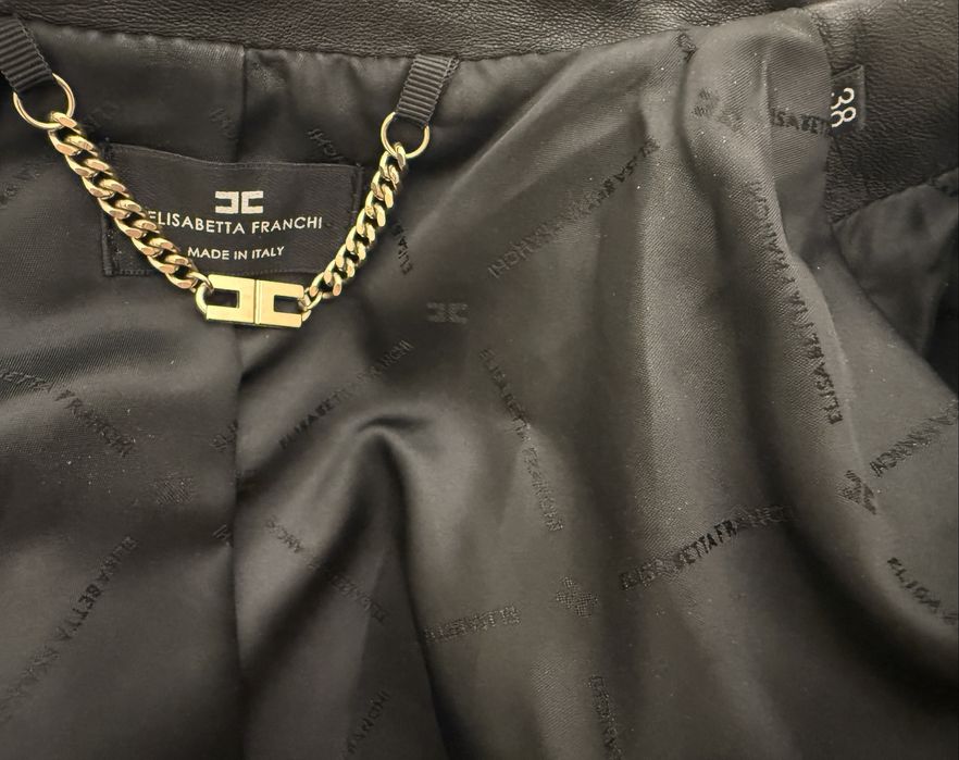 Geaca biker Elisabetta Franchi din piele naturala