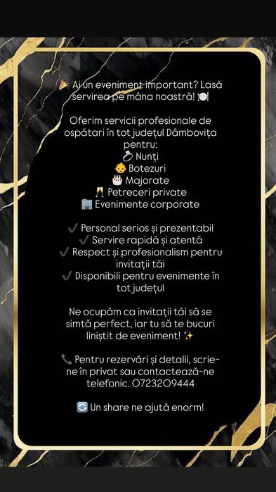 Servicii de ospătari pentru evenimente