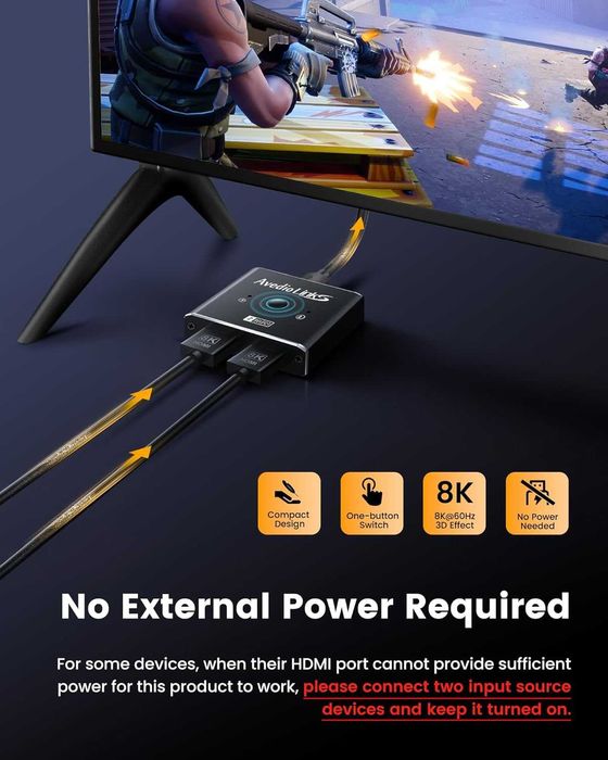 НОВ! HDMI 2.1 суич/сплитер 8K – двупосочен, алуминиев корпус