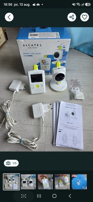 Camera supraveghere Video Baby Monitor Alcatel Baby Link 500 Ecran Color Night Vision-Stare Excelentă