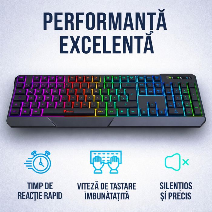 Tastatură KLIM wireless cu iluminare RGB