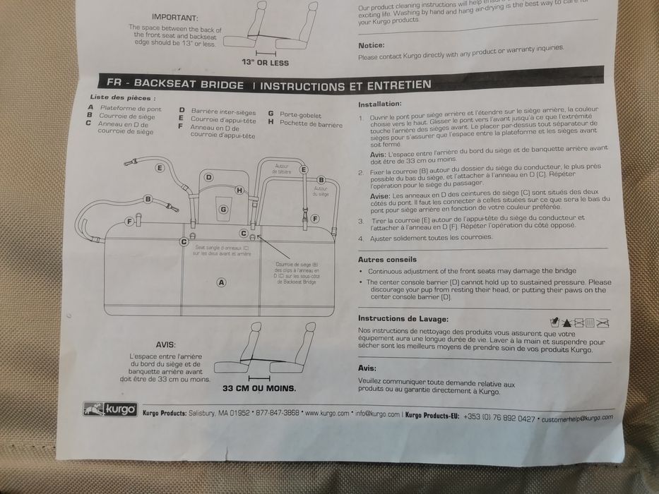 Extensie pat bancheta auto câini Krugo