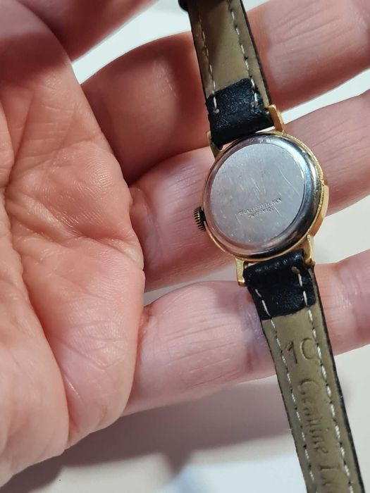 ceas de mână vintage Omax, de damă, placat cu aur, anii 70