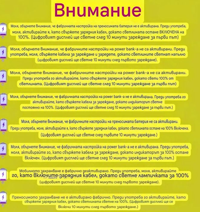 Power Bank/Батерия/Лед 10000 mah за зареждане на мобилни устройства