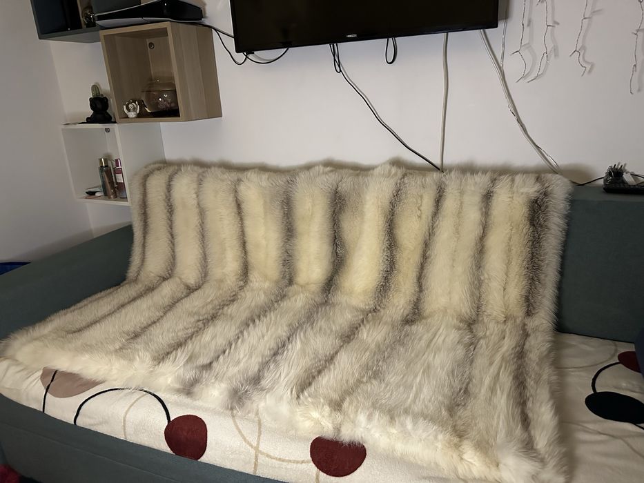Cuvertură blană naturală vulpe