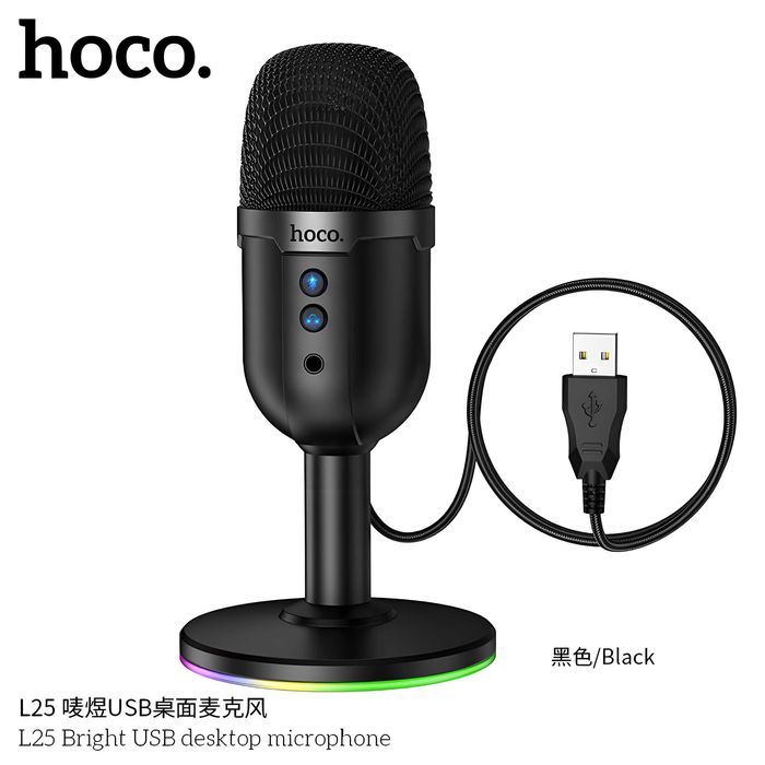 Hoco L25 Bright настольный USB-микрофон с RGB-подсветкой