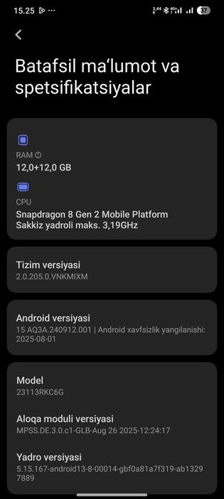 Poco f 6 PRO snapdragon 8Gren 2.     1 yil kafolat