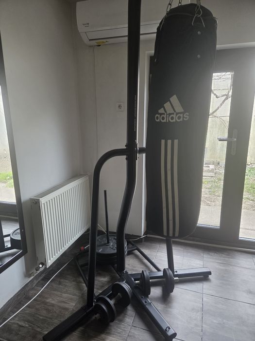Sac de box Adidas + Suport profesional Outshock + Greutăți incluse - Set Complet ( se pot vinde si separat )