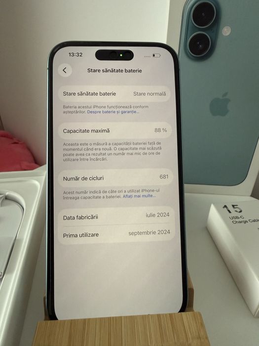 iPhone 16, 128Gb, Bat 88%, la cutie