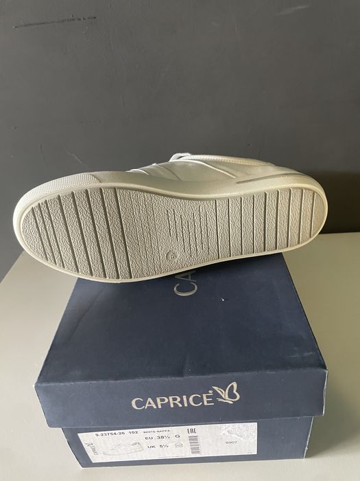 Sneakers piele damă CAPRICE White Nappa • Mărimea 38.5 • Noi în cutie