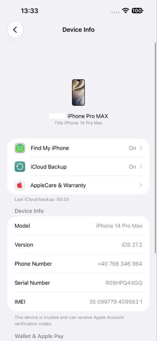 Iphone 14 Pro Max 128GB 96% baterie