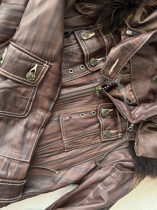 Яке Just Cavalli от естествена кожа и естествен косъм