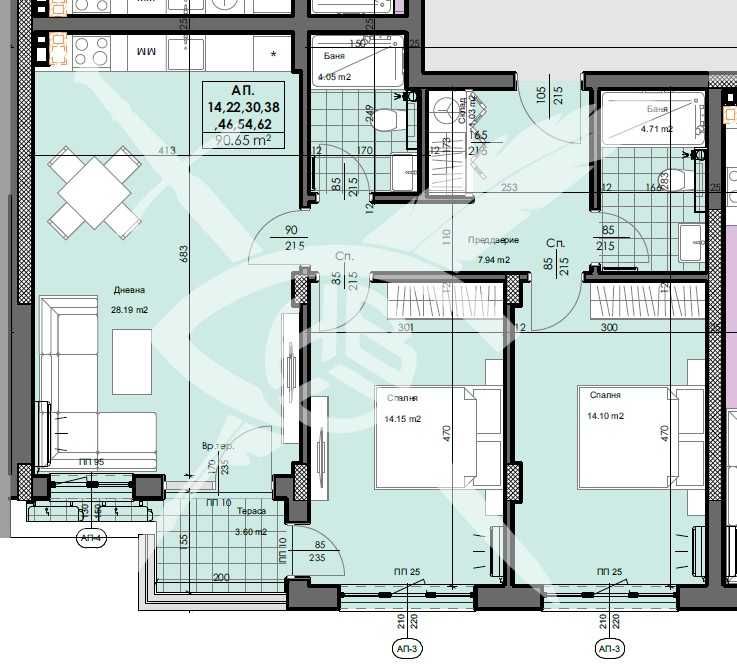 Тристаен апартамент в Кършияка