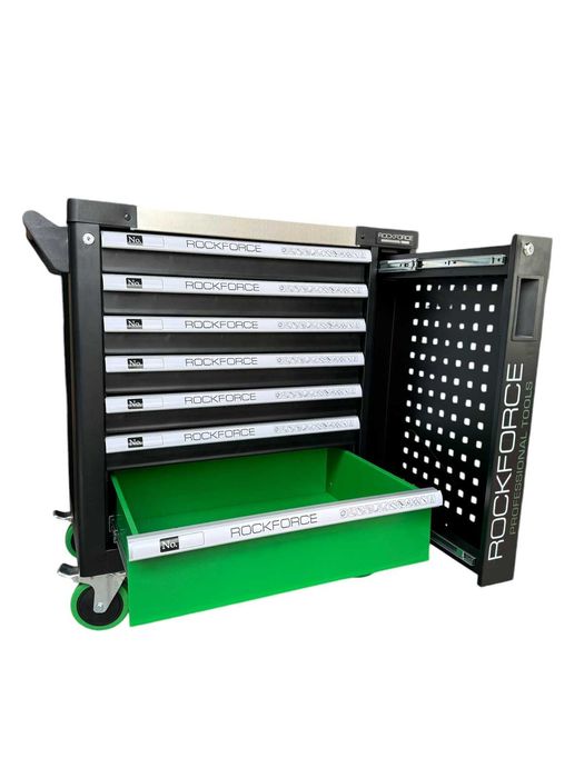 НЕМСКИ Професионален шкаф с инструменти RockForce 172 части +ЛЕД ФЕНЕР