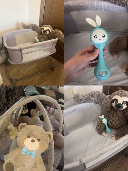 Колыбель детская и в подарок коврик для развития и музыкальная игрушка