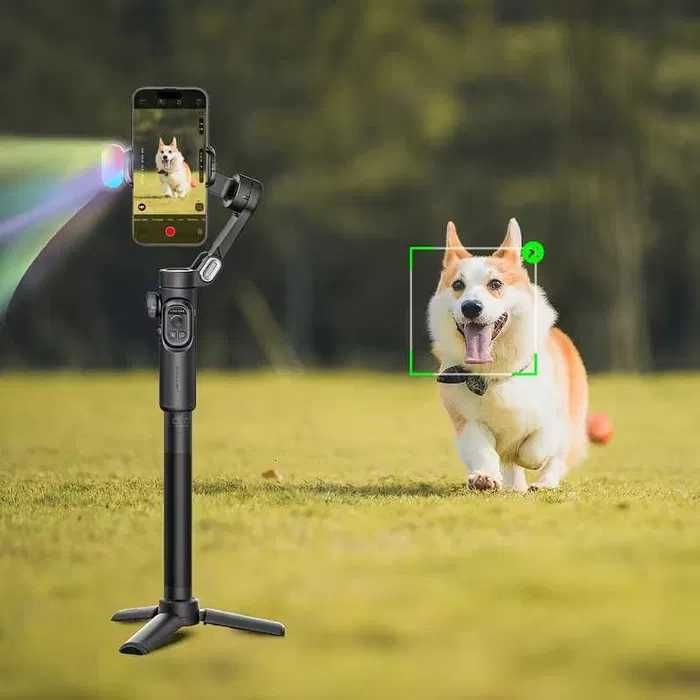 Gimbal Stabilizator imagine AI cu lumina RGB