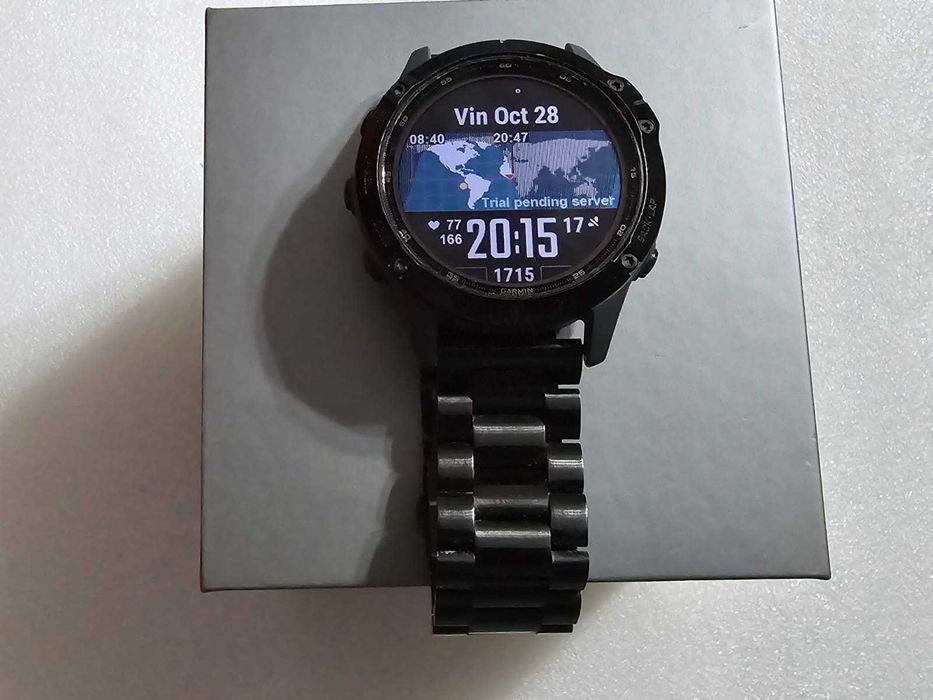 Ceas smart Garmin Fenix 6 PRO Solar Titanium carbon gray DLC, black