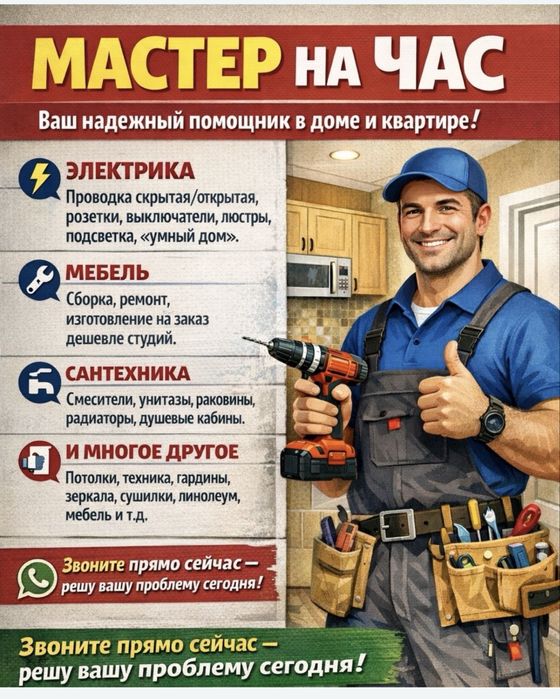 Мастер на час!!!  Установка ТВ Ремонт мелкий