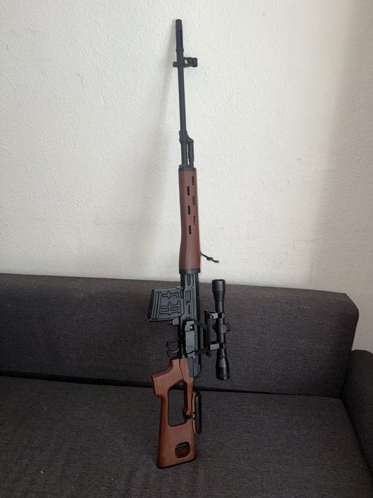 Pușcă airsoft tip PSL / Dragunov manuală (spring) UPGRADATĂ + lunetă