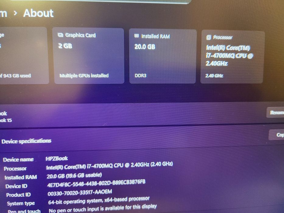 Mobile workstation Hp Zbook 15 G1