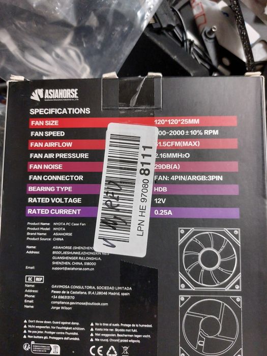 Ventilator carcasa 120mm Argb,Asiahorse Nyota negru reverse,nou