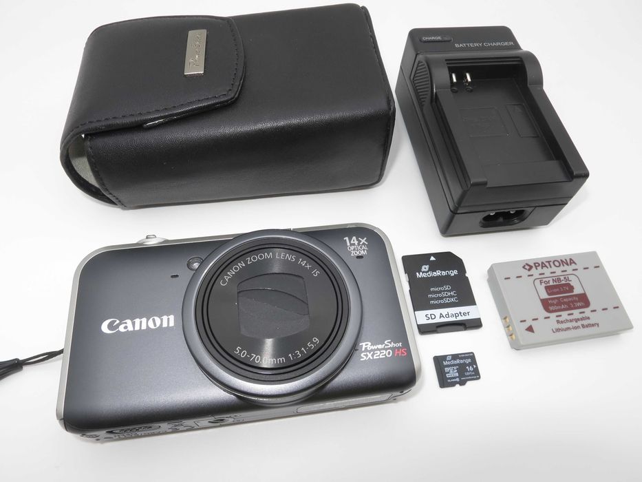 Canon PowerShot SX220 HS ултра компактен цифров фотоапарат с 14x Оптичен Зум, дигитална камера с Full HD в чудесно състояние, работи отлично