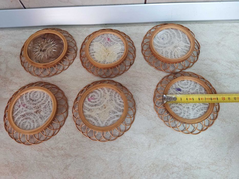 Set 6 suporti pentru pahare cu fluturi