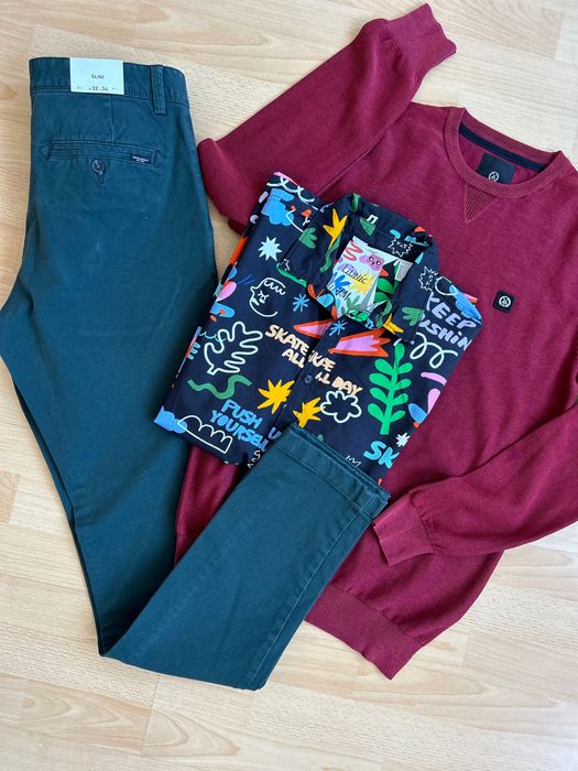 Сет от  нов панталон 32 номер  & блуза в цвят Бордо