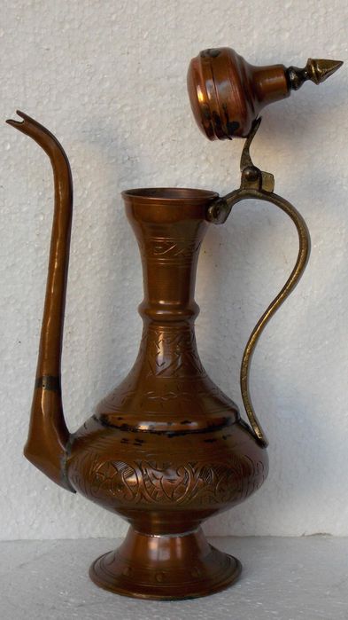 vas vechi 28 cm cupru bronz lucrat manual antichitati arta statueta