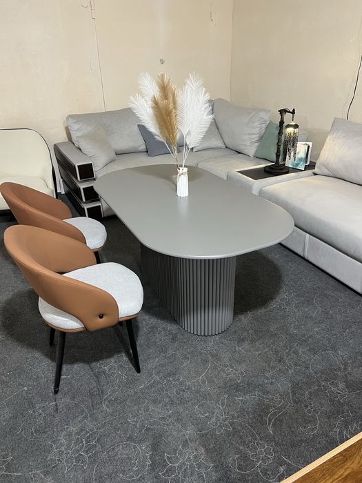 Стол гостиной крашеный серый 160*90