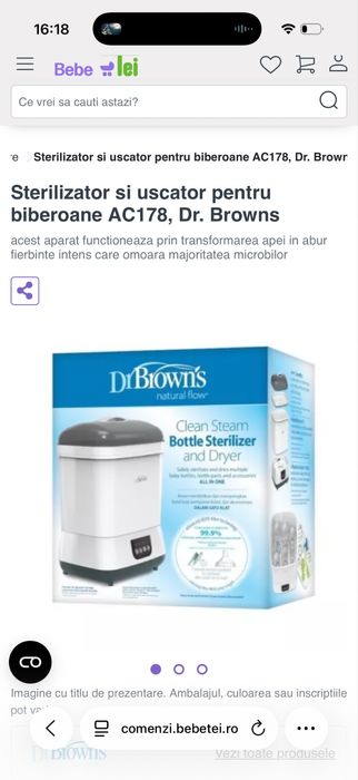 Sterilizator si uscator de biberoane Dr Brown