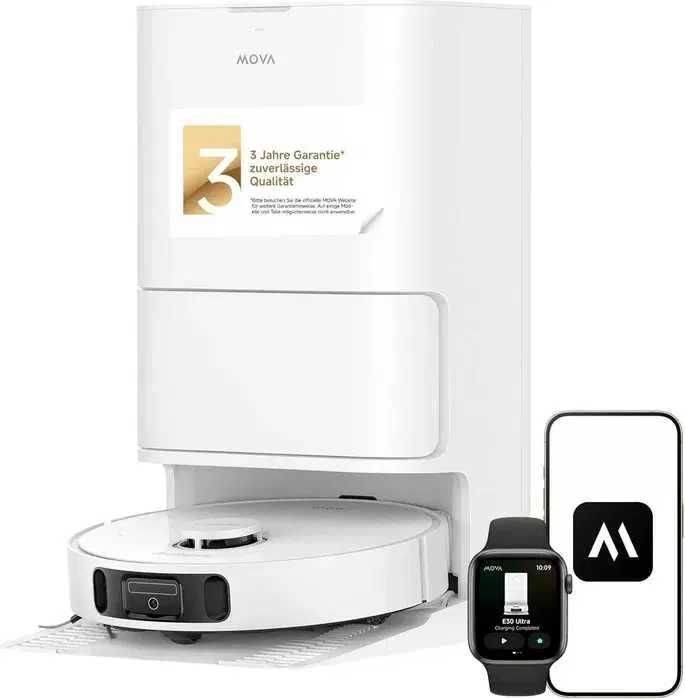 Прахосмукачка робот Dreame/Mova E30 Ultra, моп, автоматично изпразване