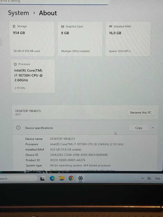 Lenovo Legion 7 i7-10750H/16GB RAM/1TB NVMe Samsung/RTX 2070 Super