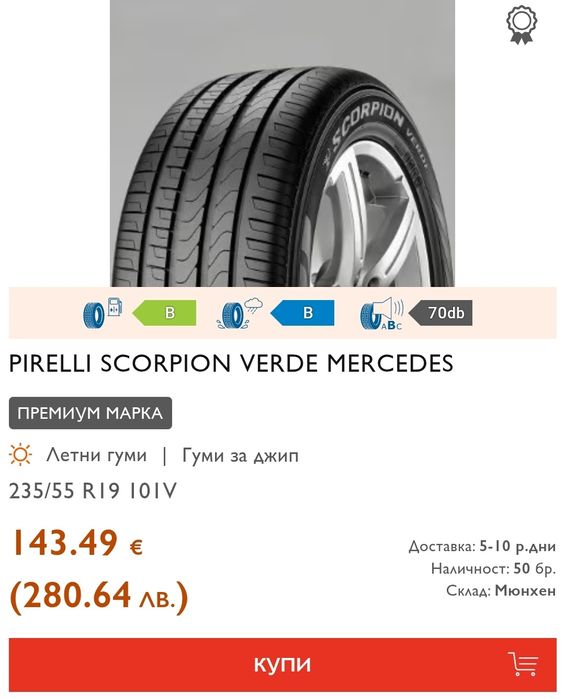 4бр летни  гуми 235/55/19 Pirelli Scorpion Verde 
дот24