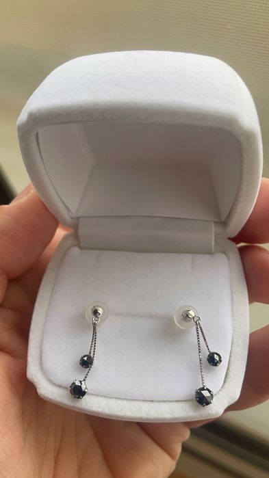 Cercei din Platina cu diamante negre naturale