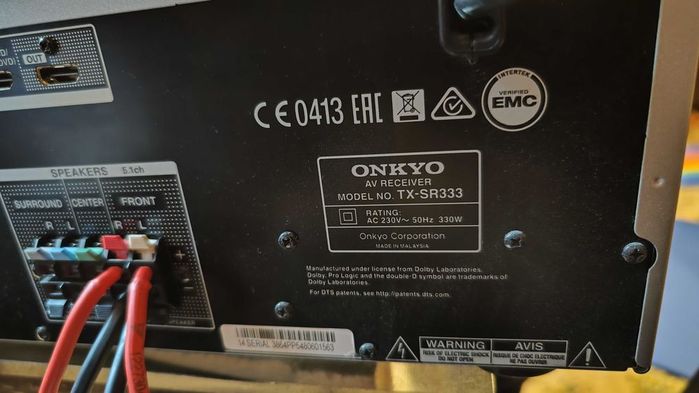 receiver Onkyo TX-SR333 cu bluetooth HDMI 4k/60 telecomandă