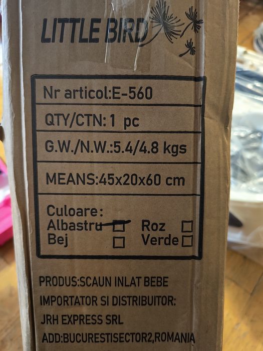 Scaun de masa bebe , LITTLE BIRD , albastru /roz