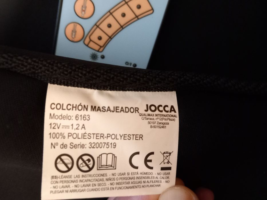 Saltea de masaj electrică JOCCA 6163 noua, cu incalzire și telecomandă