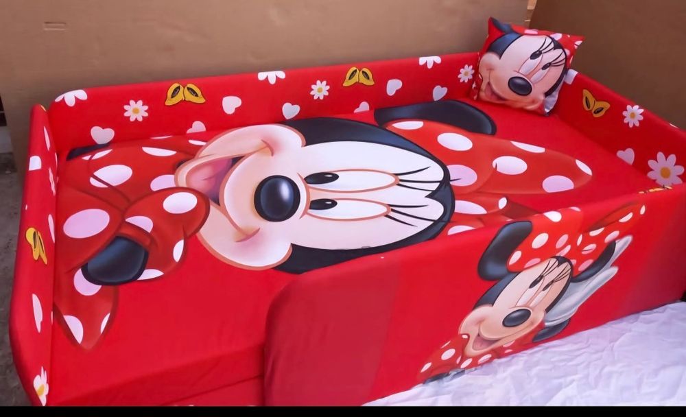 Pat tapitat pentru fetite cu lada de depozitare 180x90