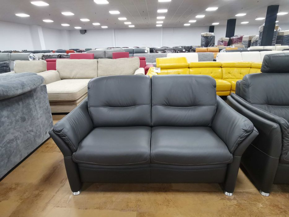 ПРОМОЦИЯ!!! Тъмно сиви кожени дивани тройка и двойка "SF1520 HUKLA"