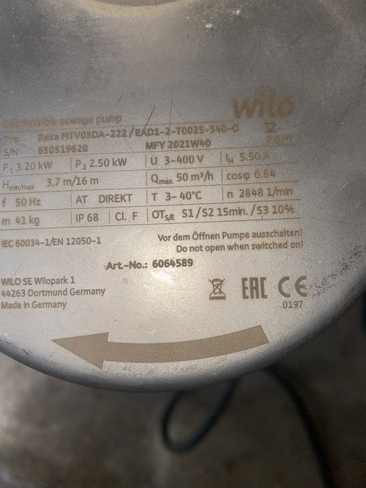 Vand doua pompe ape murdare cu tocator,marca Wilo si Pedrollo