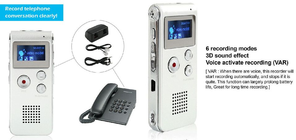 Reportofon digital Profesional. Mini Spy activat prin voce 16GB Nou !